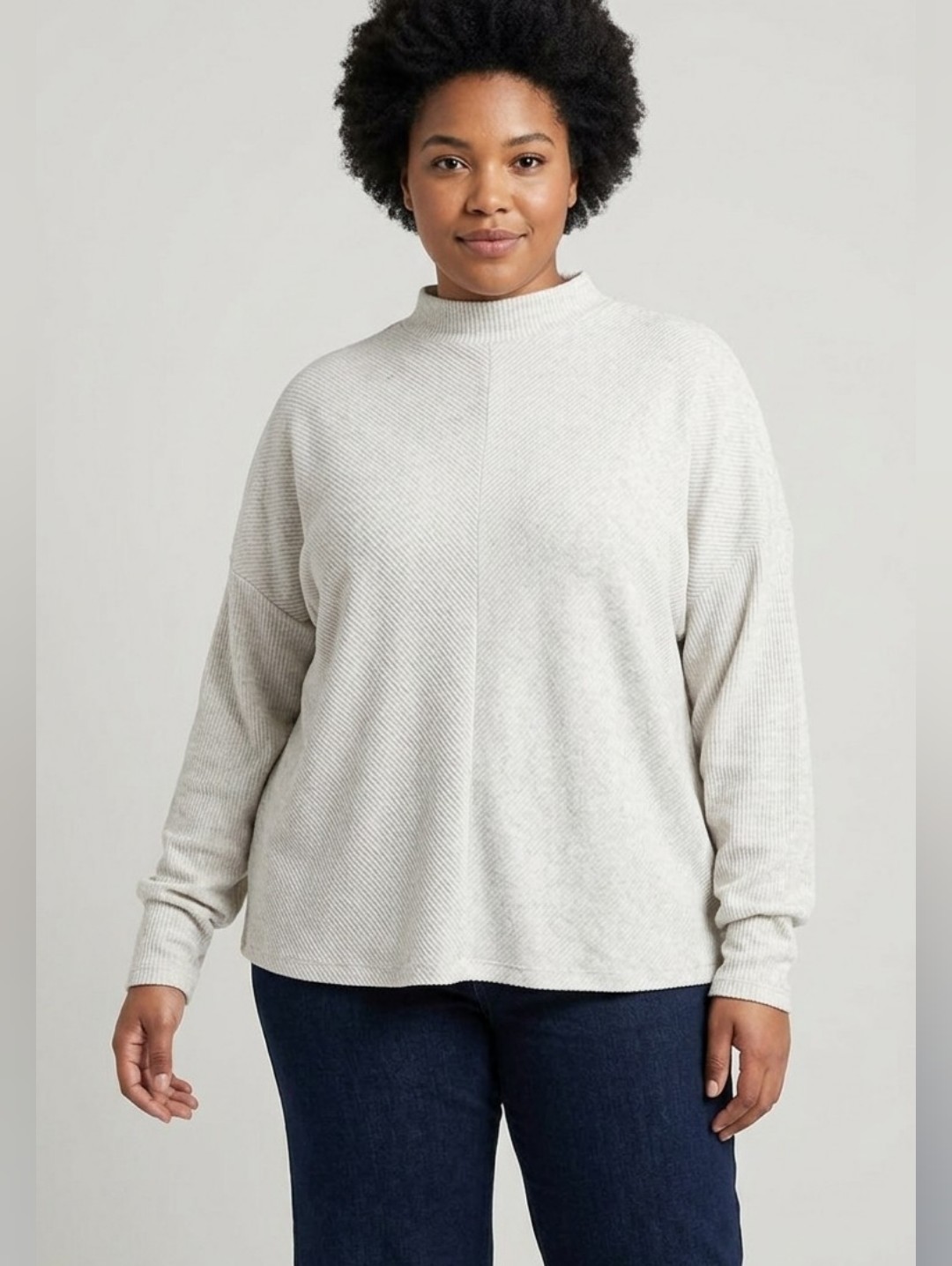 Apt 9 Women's Off-White Mock Neck Long Sleeve Top Size Large (Oversized)